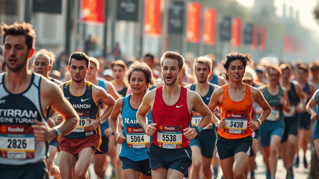 다양한 페이스로 달리는 마라톤 참가자들의 모습